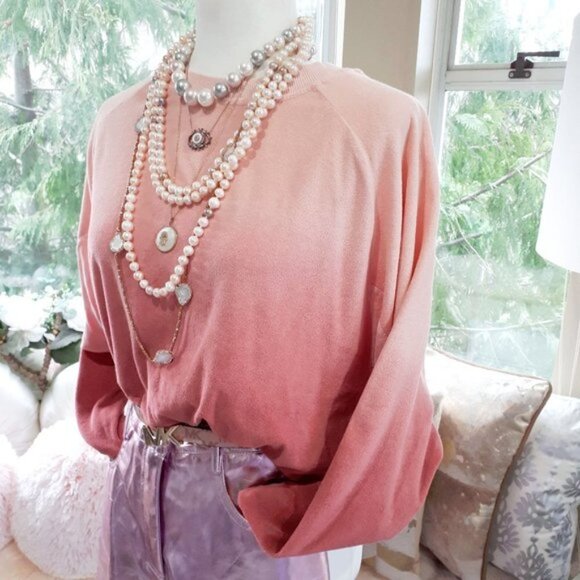 NWT Young Fabulous & Broke peach, pink & red ombre cotton blend sweatshirt, S - Picture 2 of 6